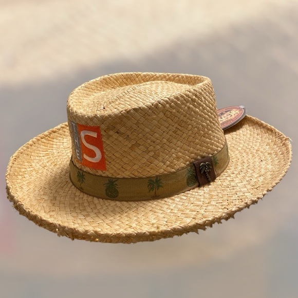 SCALA Straw Raffia Gamblers Wide Brim Straw Hat Natural Neutral New with tags main image 10